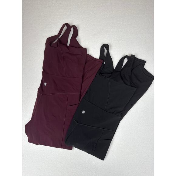 * BUNDLE * Athleta salutation bodysuit size L , black and spiced cabernet 7/8 - Picture 5 of 9